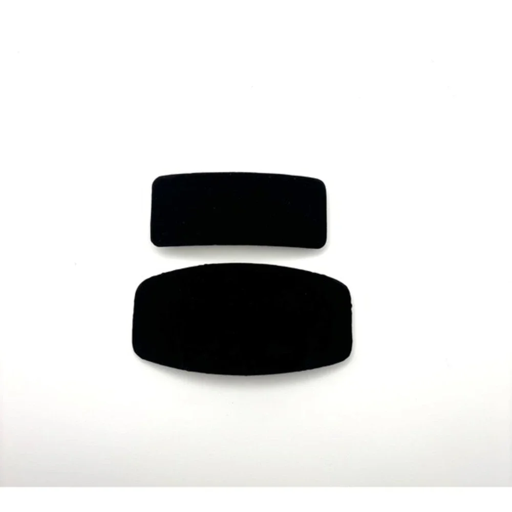 Velvet Black Rectangular Hair Clips Barrettes‎ Minimalist Casual Set of 2 NEW